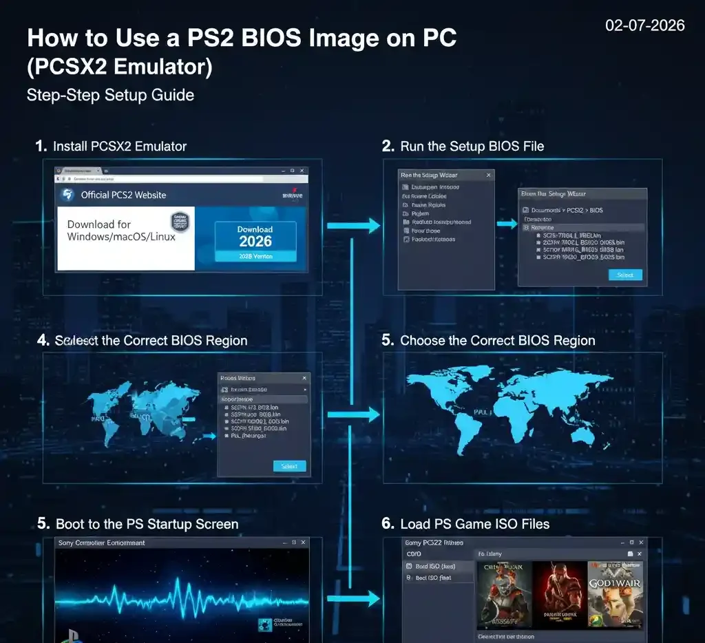 PS2 BIOS Image with PCSX2 and AetherSX2 – BIOS file selection and emulator setup