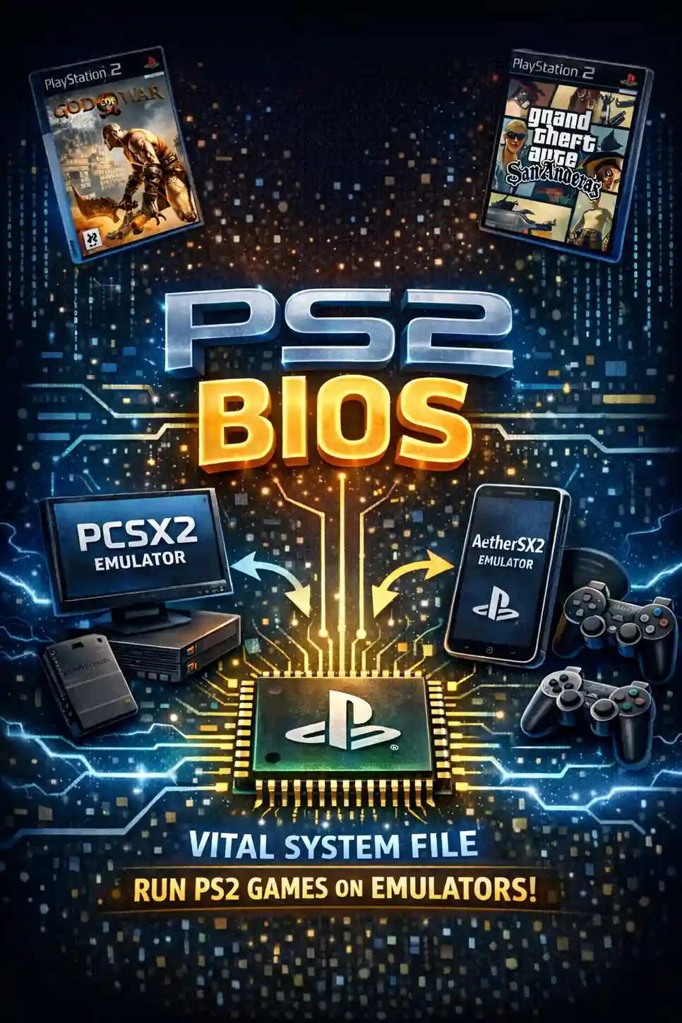PS2 BIOS chip with PCSX2 and AetherSX2 emulators
